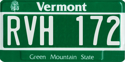 VT license plate RVH172