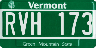VT license plate RVH173