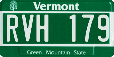 VT license plate RVH179