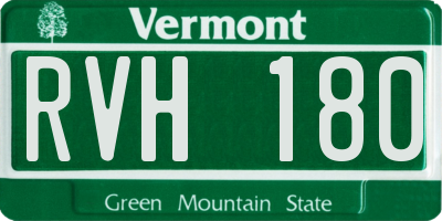VT license plate RVH180