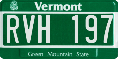 VT license plate RVH197