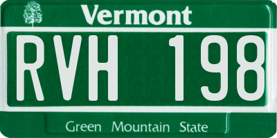 VT license plate RVH198