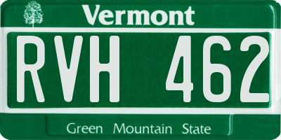 VT license plate RVH462
