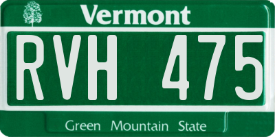 VT license plate RVH475
