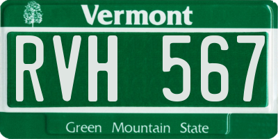 VT license plate RVH567
