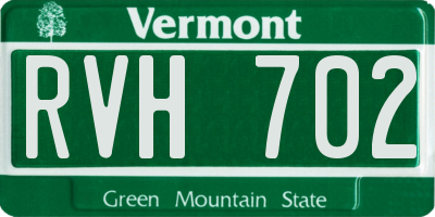 VT license plate RVH702