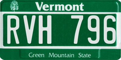VT license plate RVH796