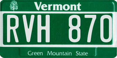 VT license plate RVH870