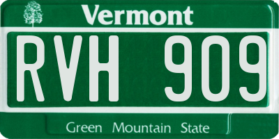 VT license plate RVH909