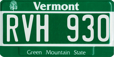 VT license plate RVH930