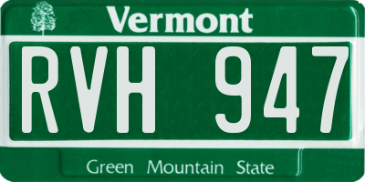 VT license plate RVH947