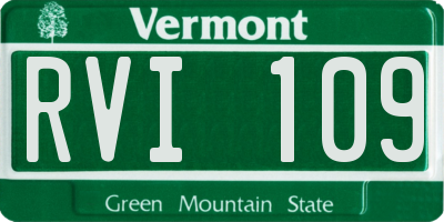 VT license plate RVI109