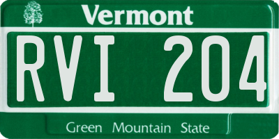 VT license plate RVI204