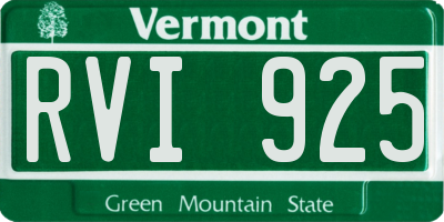 VT license plate RVI925