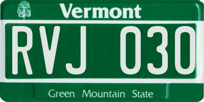 VT license plate RVJ030