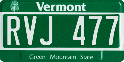 VT license plate RVJ477