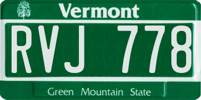 VT license plate RVJ778