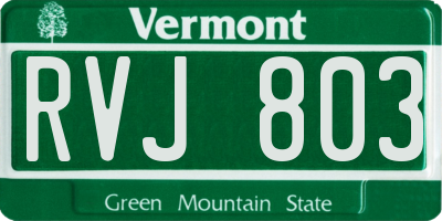 VT license plate RVJ803