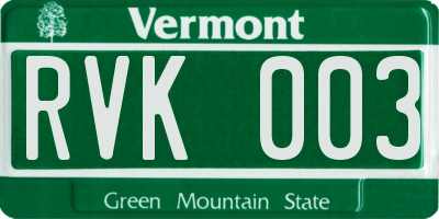 VT license plate RVK003