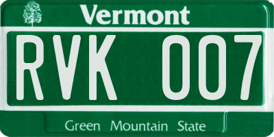 VT license plate RVK007