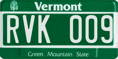 VT license plate RVK009