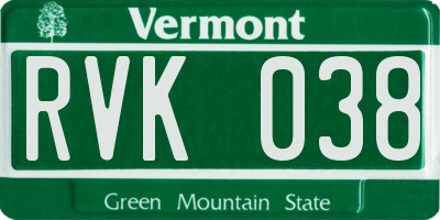 VT license plate RVK038