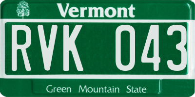 VT license plate RVK043