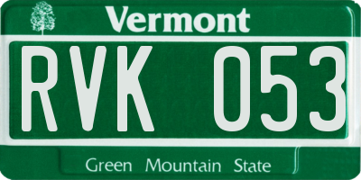 VT license plate RVK053