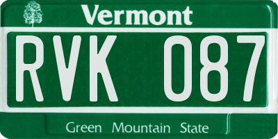 VT license plate RVK087