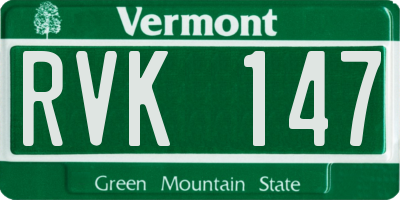VT license plate RVK147