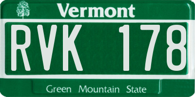 VT license plate RVK178