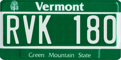 VT license plate RVK180