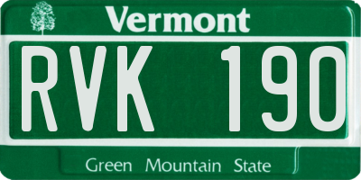 VT license plate RVK190