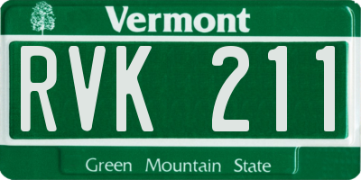 VT license plate RVK211