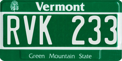 VT license plate RVK233