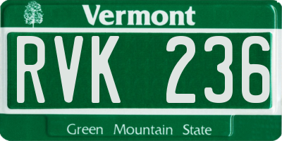 VT license plate RVK236