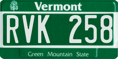 VT license plate RVK258