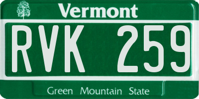 VT license plate RVK259
