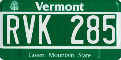 VT license plate RVK285
