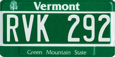 VT license plate RVK292