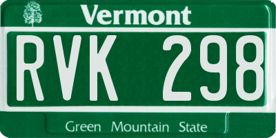 VT license plate RVK298