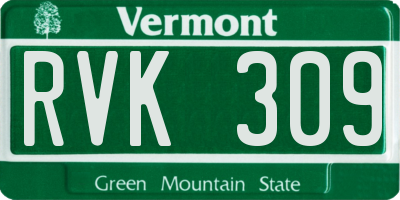 VT license plate RVK309