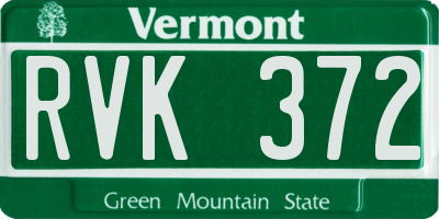 VT license plate RVK372
