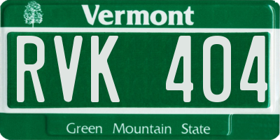 VT license plate RVK404