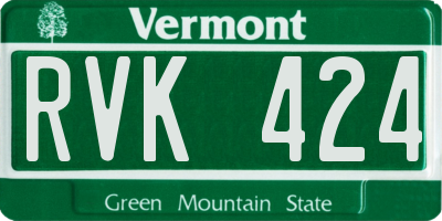 VT license plate RVK424