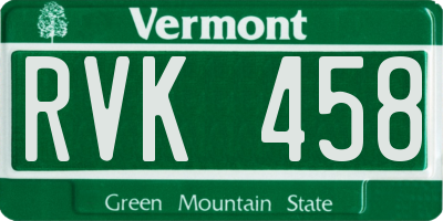 VT license plate RVK458