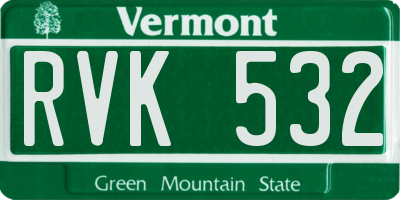 VT license plate RVK532