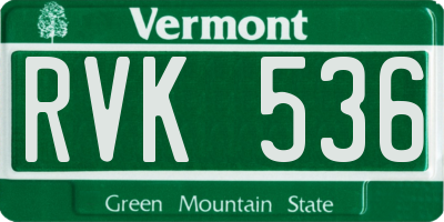 VT license plate RVK536