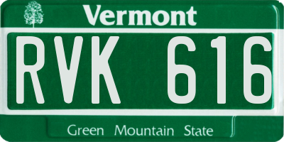 VT license plate RVK616