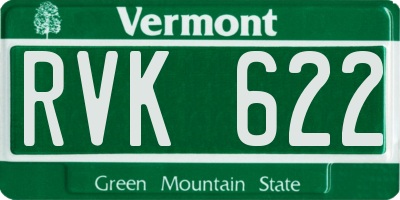 VT license plate RVK622